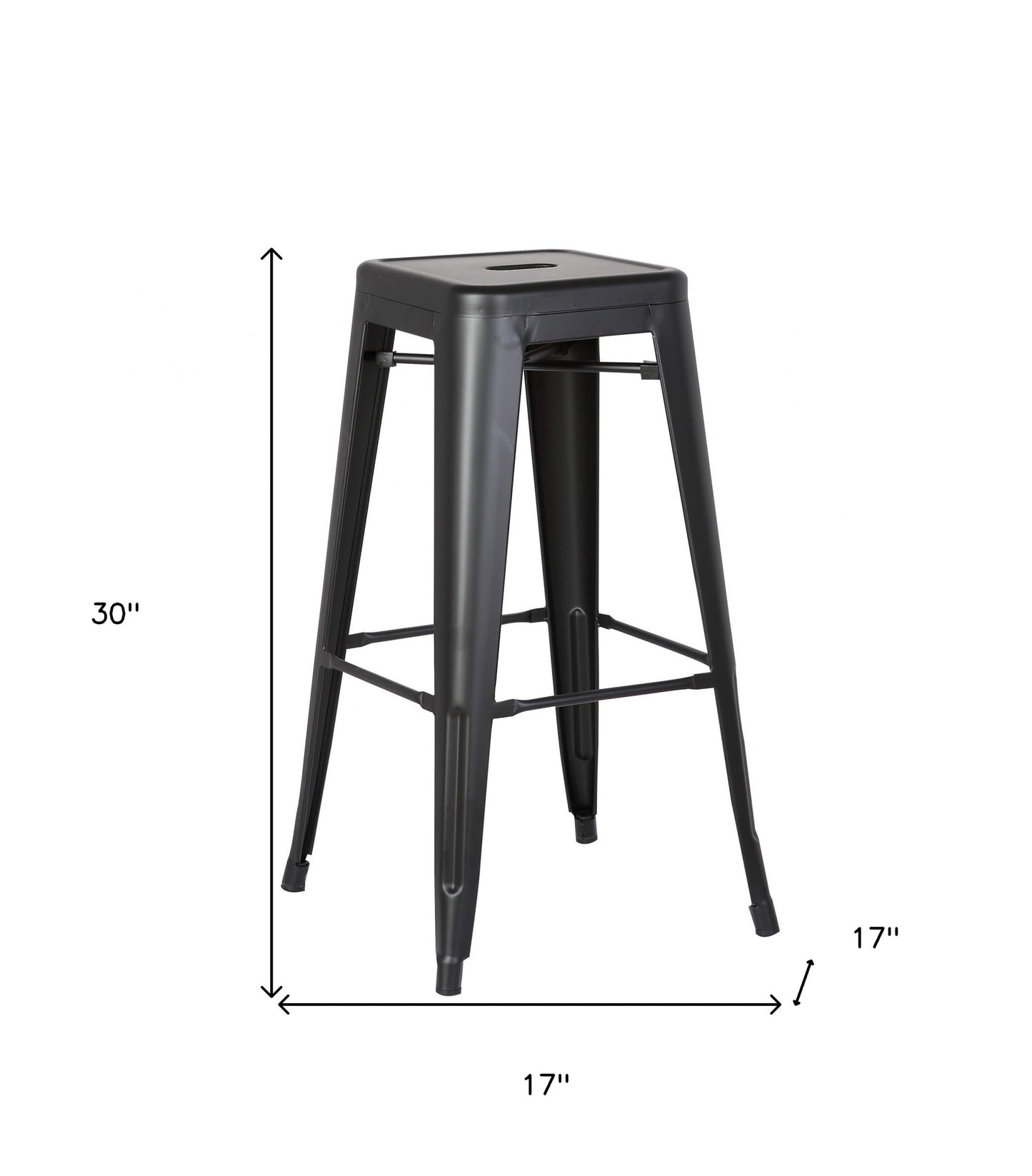 Set of Two 30" Black Iron Backless Bar Height Bar Chairs