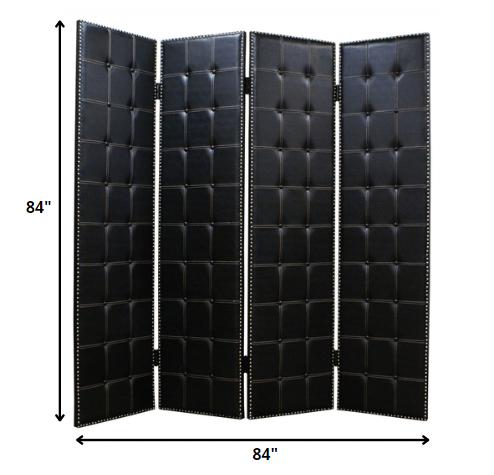 84 X 84 Black Faux Leather Screen