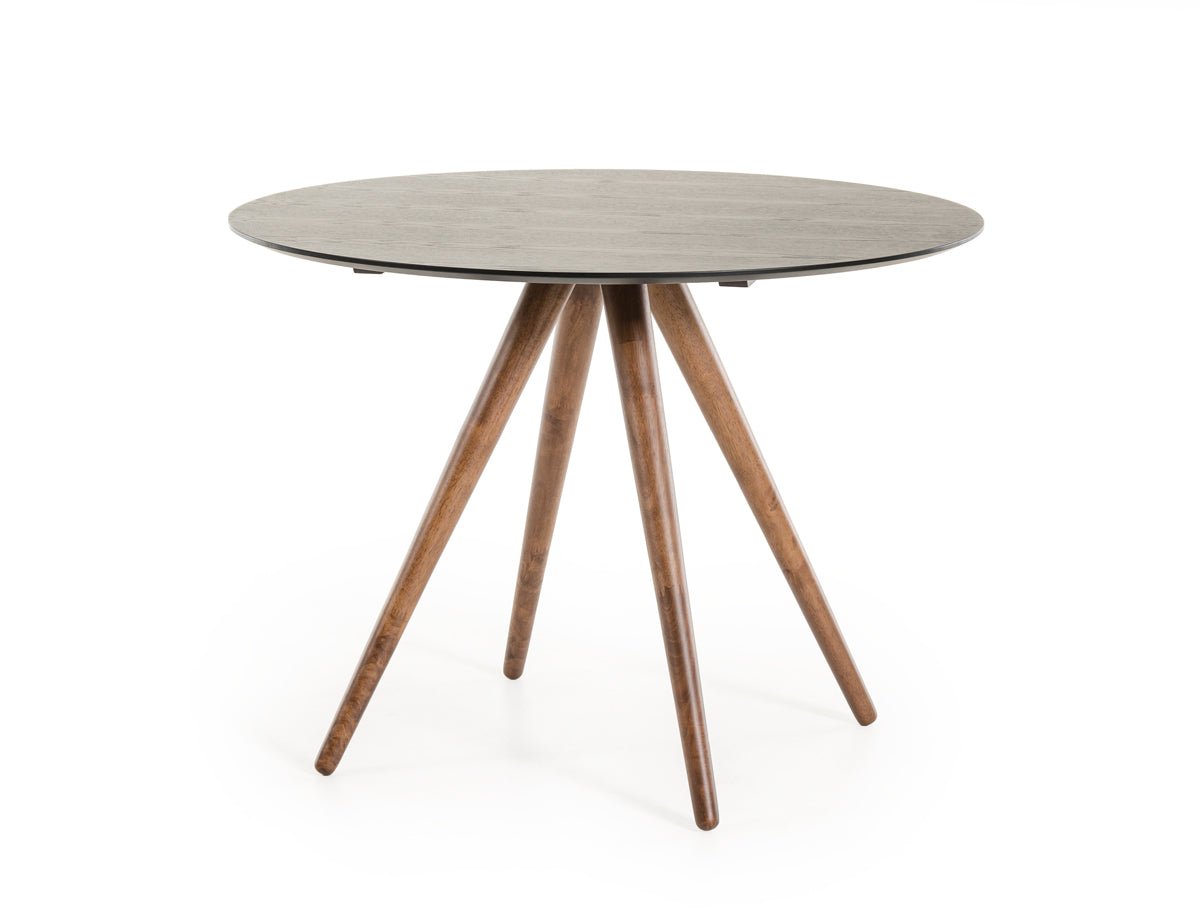 30" Black And Walnut Wood And Veneer Dining Table