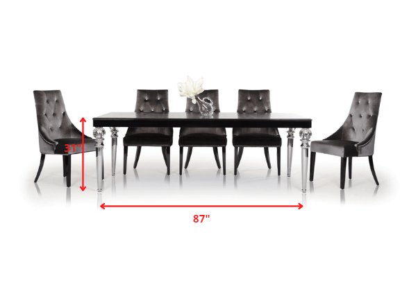 31" Black Crocodile Lacquer Dining Table