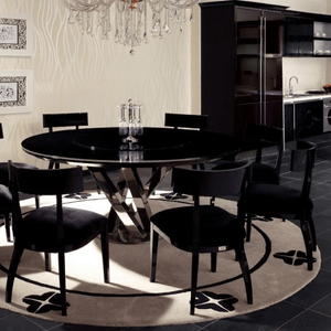 31" Black Crocodile Lacquer Stainless Steel And Glass Table