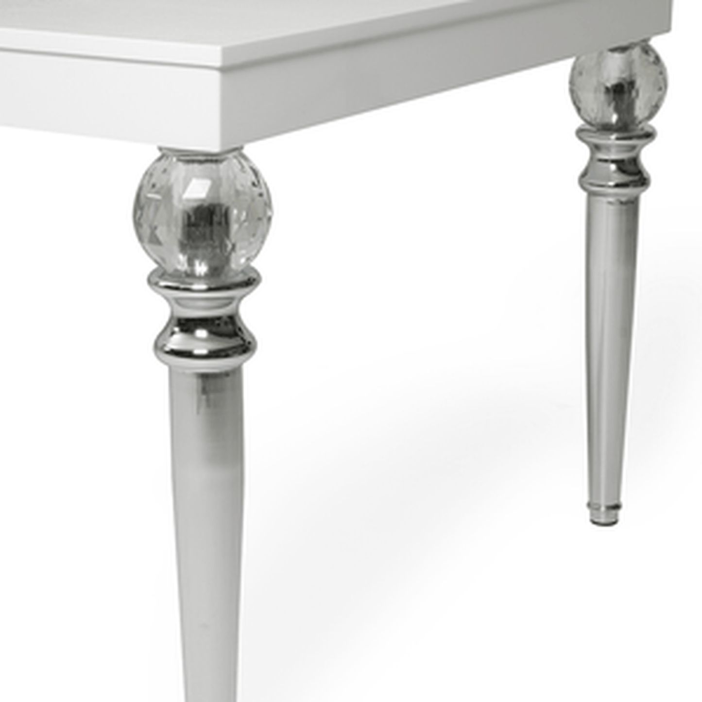 31" White Crocodile Dining Table With Crystal Clear Legs