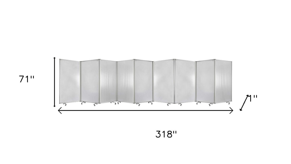 71" Clear Iron Folding Nine Panel Screen Room Divider