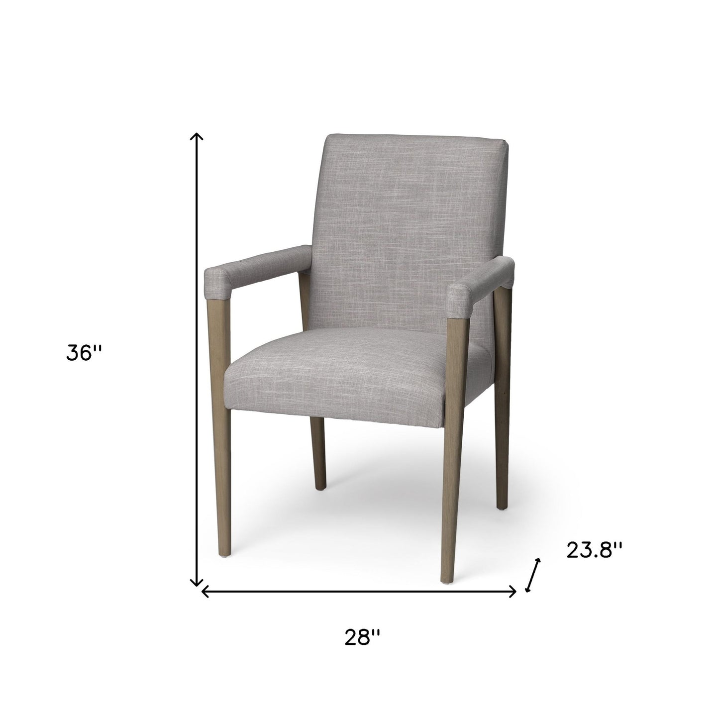 Gray and Brown Upholstered Fabric King Louis Back Dining Arm Chair