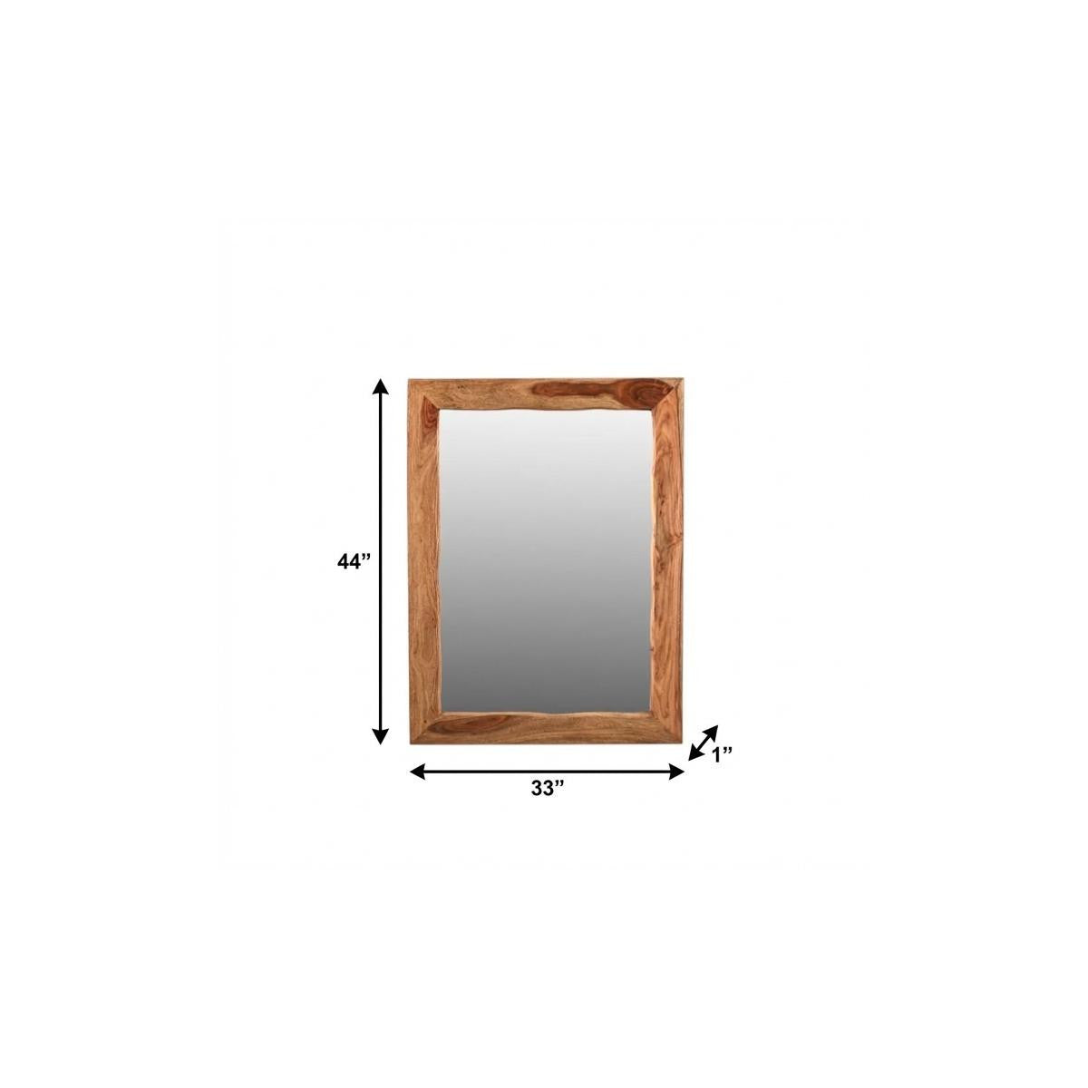 44" Brown Solid Wood Live Edge Framed Accent Mirror