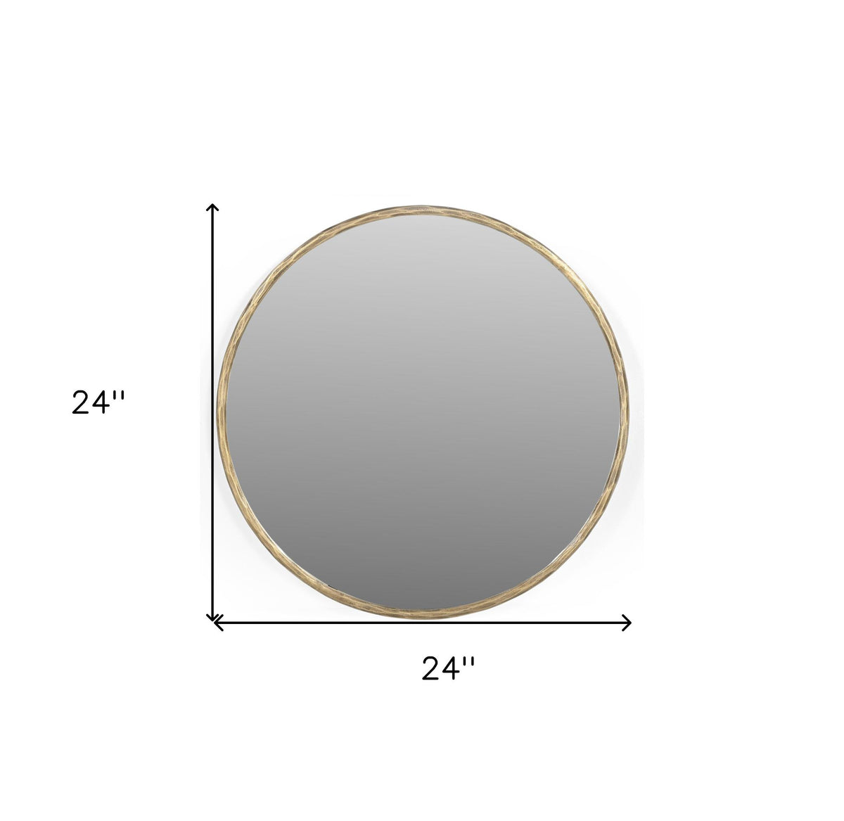 24" Antiqued Brass Iron Round Framed Accent Mirror