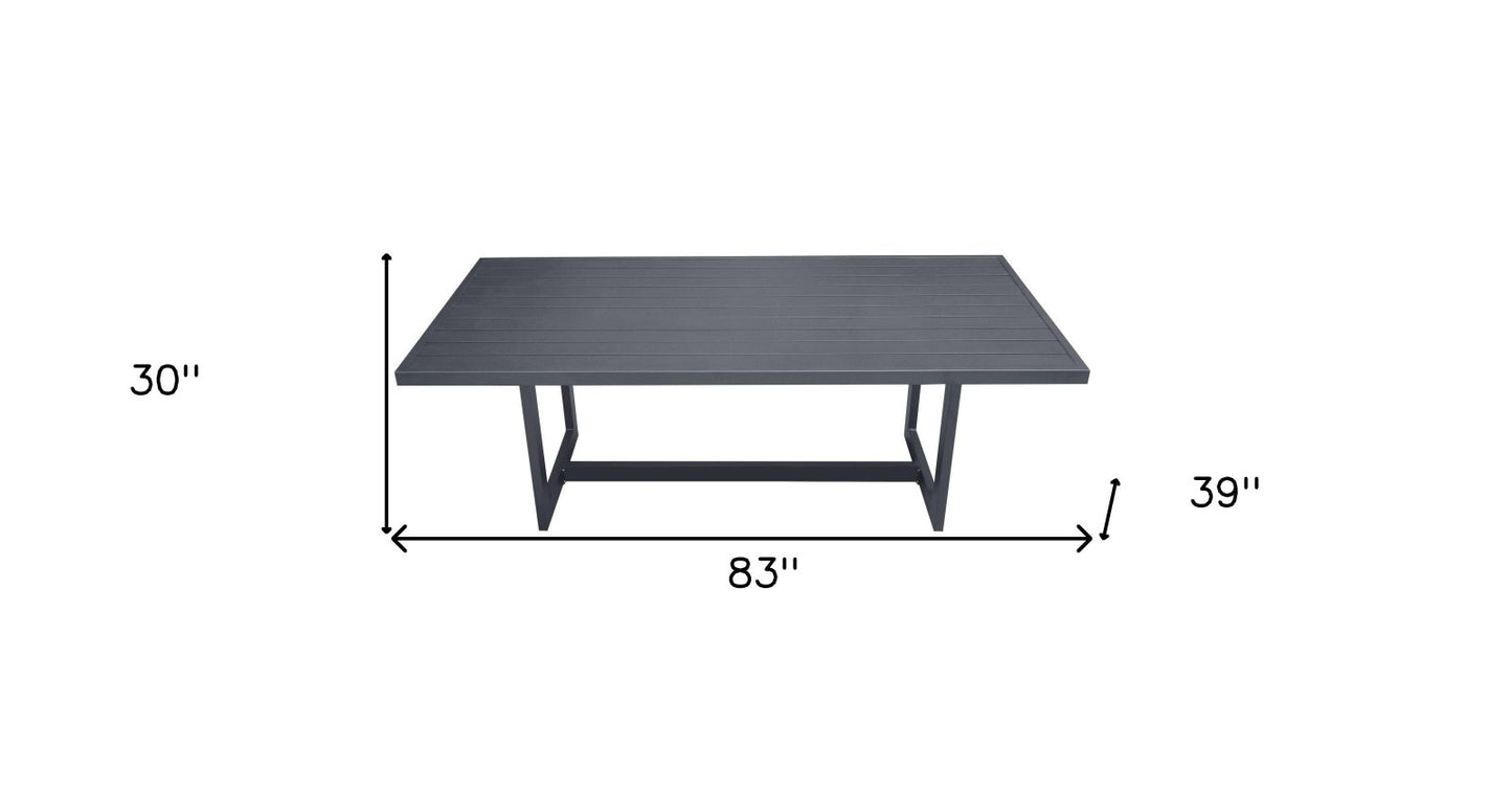 83" Gray Metal Outdoor Dining Table