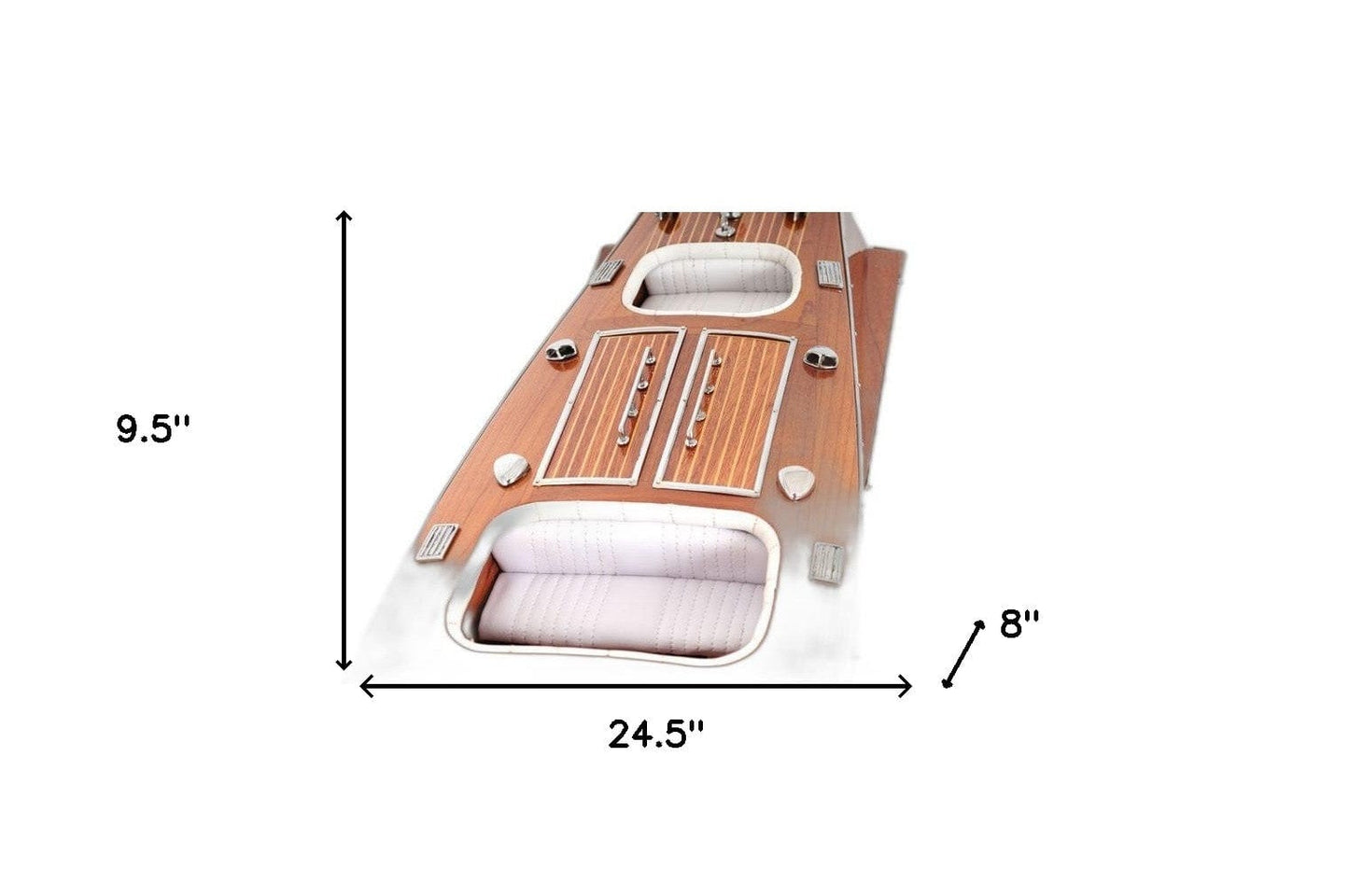 Homeroots 10" Brown Manufactured Wood Hand Painted Decorative Boat