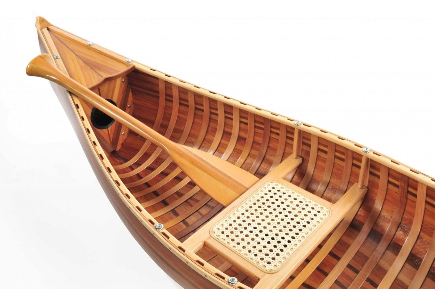 Homeroots 20.25" X 70.5" X 15" Wooden Display Canoe With Ribs Matte Finish