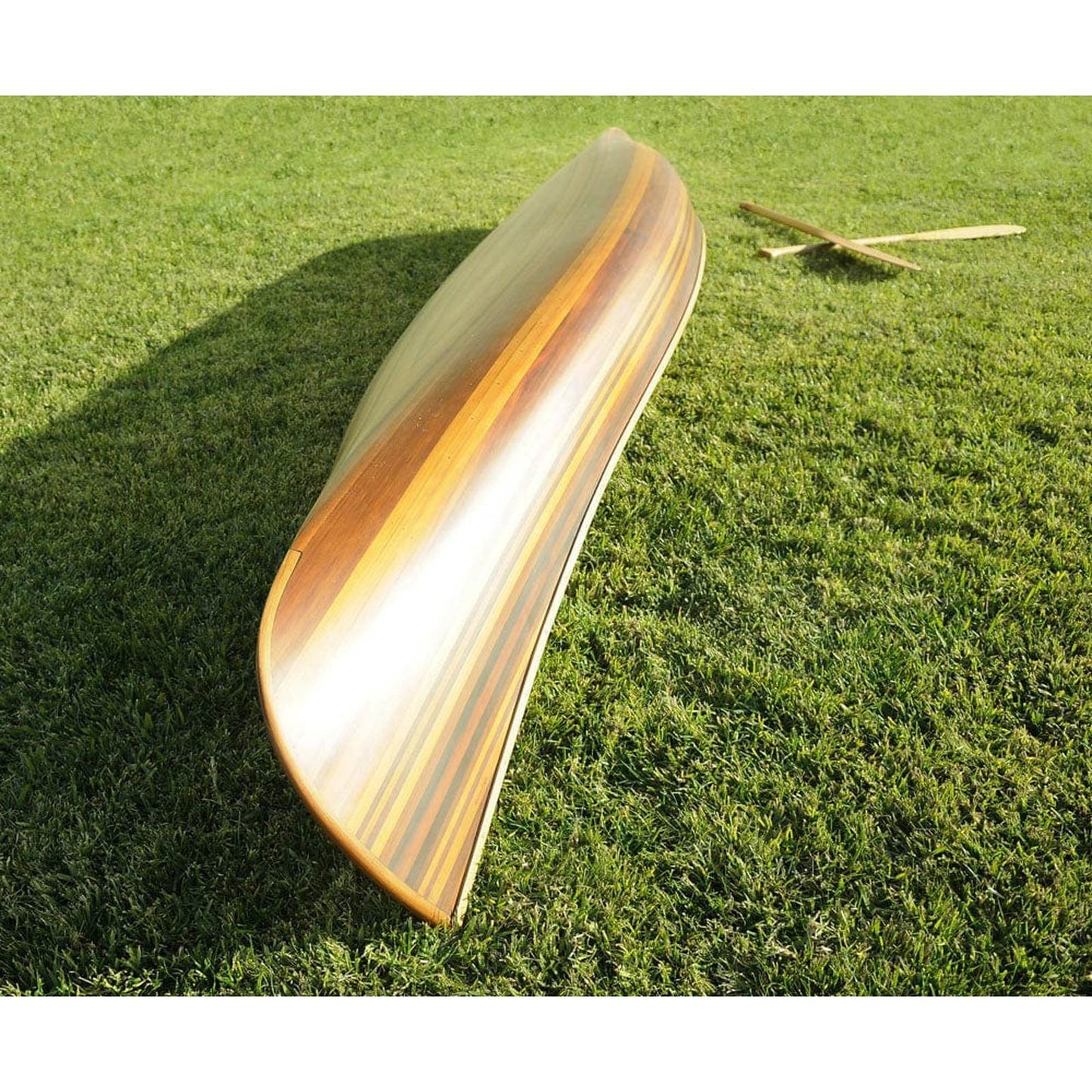 Homeroots 26.25" X 118.5" X 16" Matte Finish Wooden Display Canoe With Ribs Curved Bow