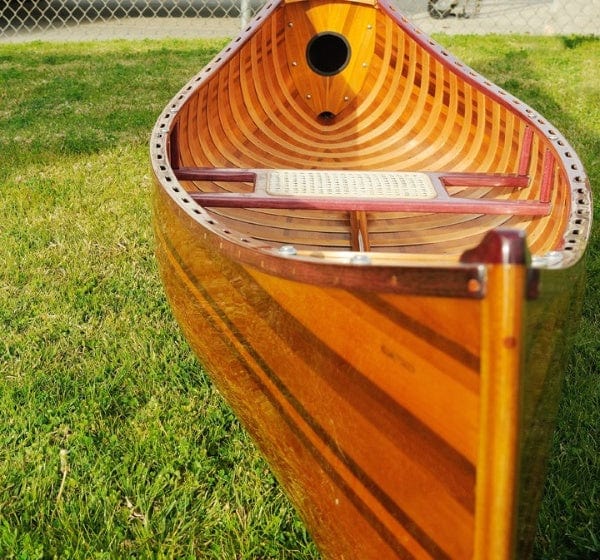 Homeroots 26.25" X 118.5" X 16" Wooden Display Canoe With Ribs Curved Bow