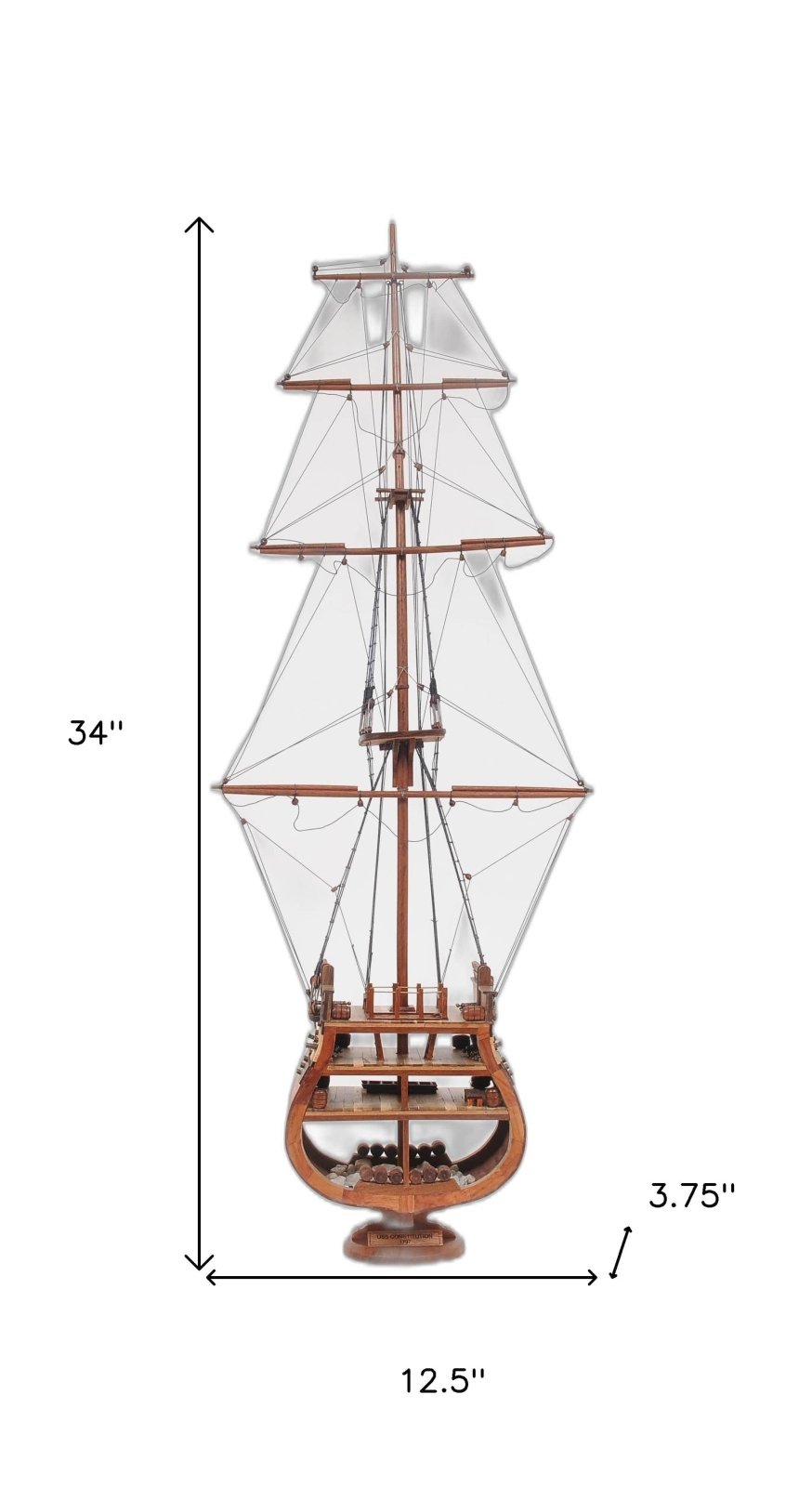 Homeroots 34" Brown Boat Model Sculpture