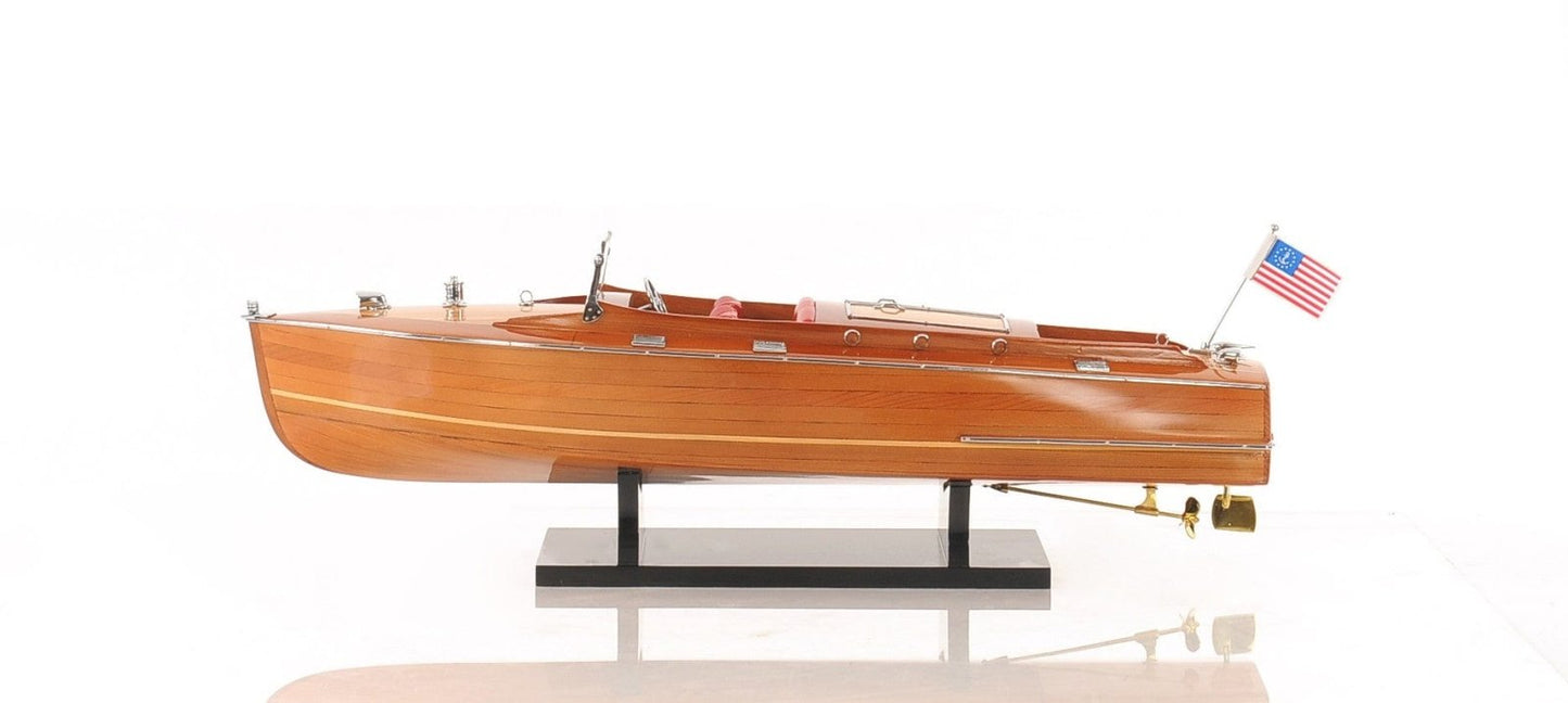 Homeroots 8" Brown Manufactured Wood Hand Painted Decorative Boat