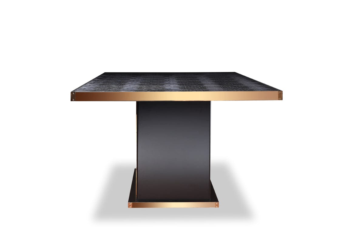 Homeroots Black Crocodile And Rosegold Dining Table