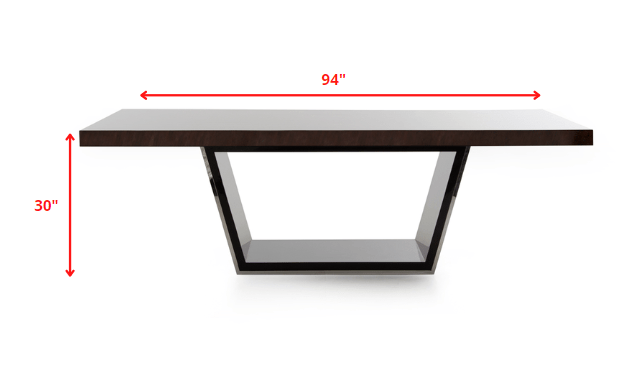 Homeroots Ebony High Gloss Mdf And Steel Dining Table