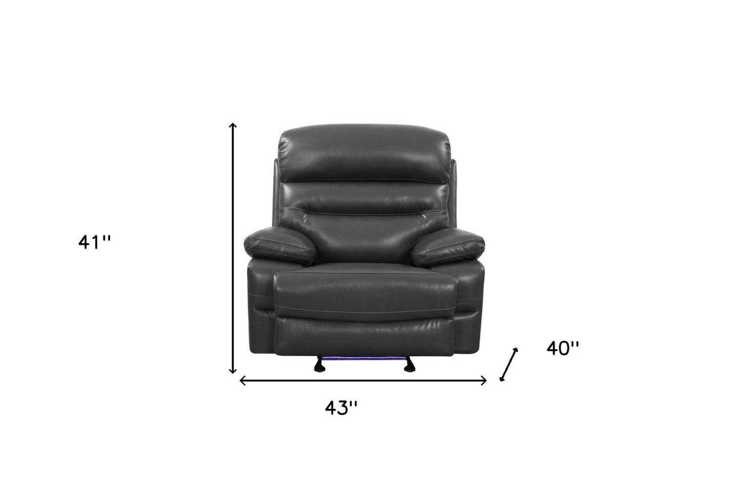 Homeroots Grey Faux Leather Power Recliner Chair