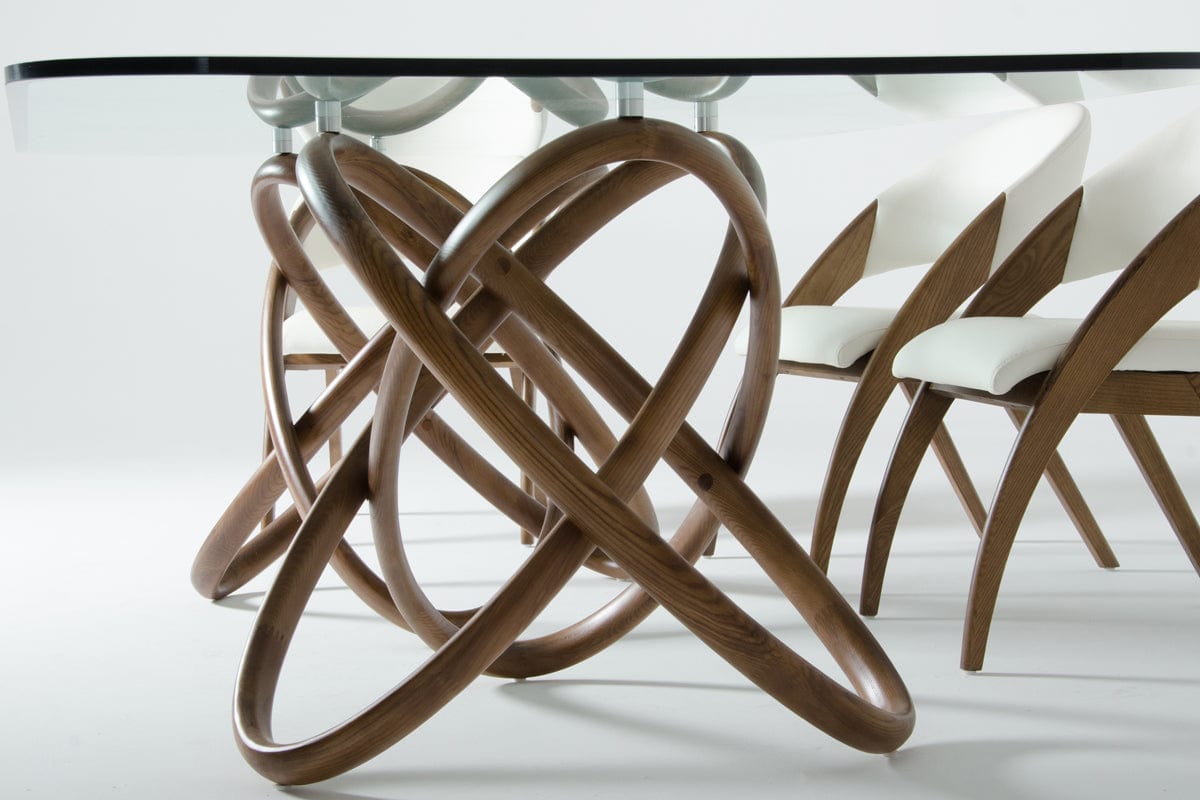 Homeroots Walnut And Glass Dining Table