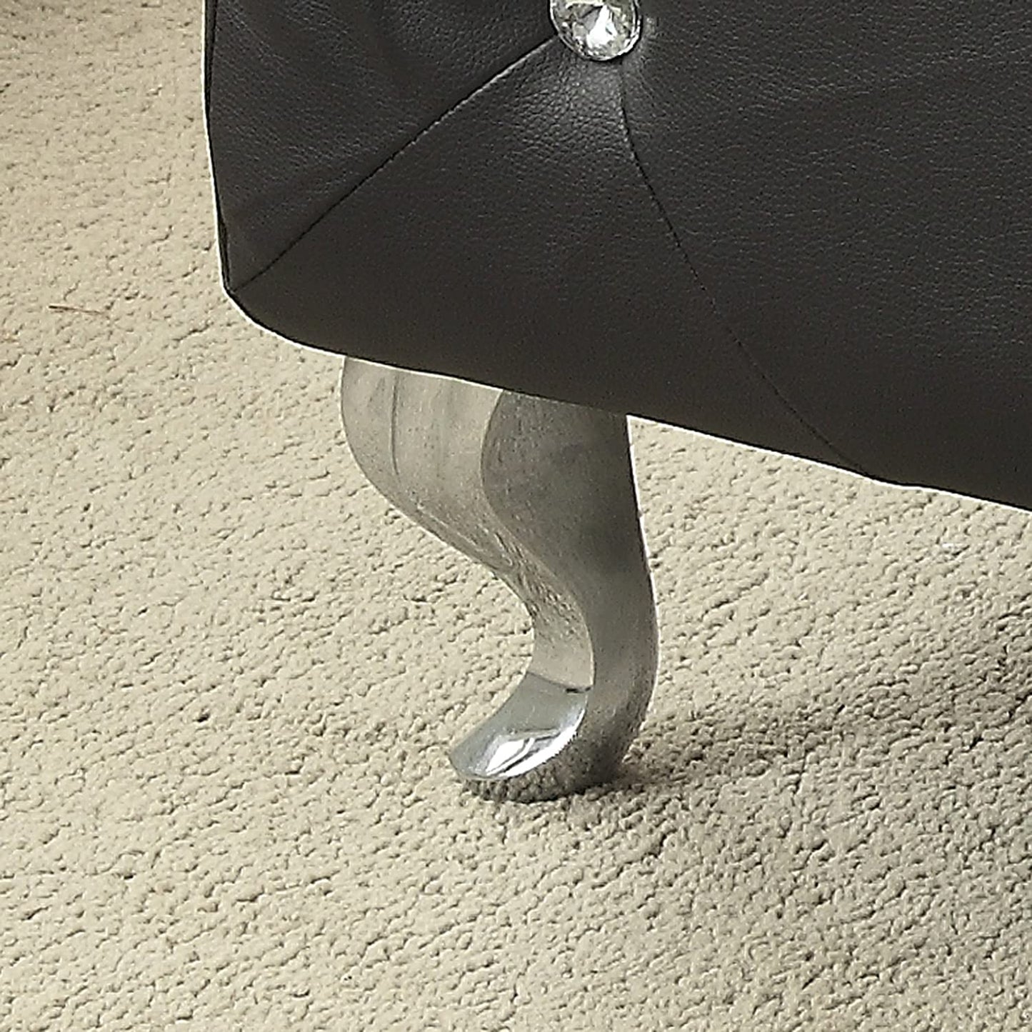 38" Black and Silver Faux Leather Storage Bench With Flip Top