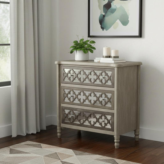 15" Brown Standard Accent Cabinet With Three Drawers