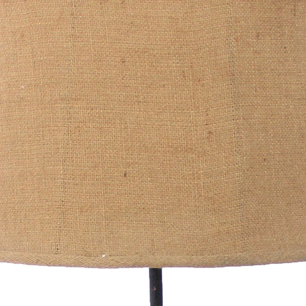 28" Distressed Gray Metal Novelty Bedside Lamp With Khaki Drum Shade