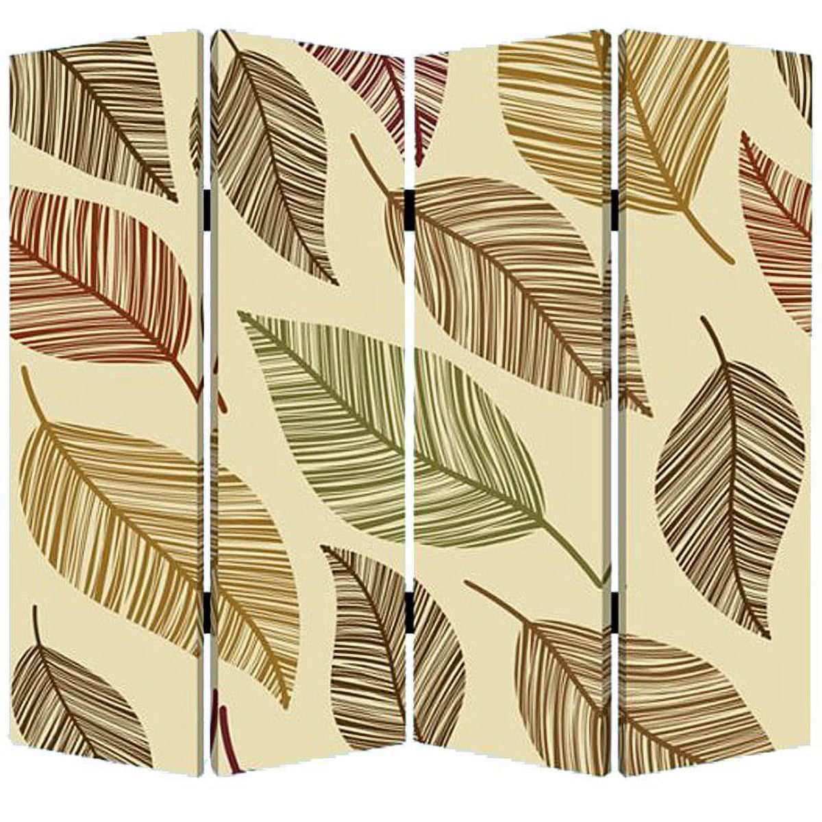84" Brown Canvas Folding Four Panel Screen Room Divider