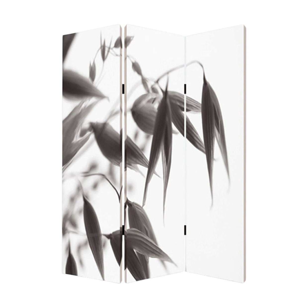 72" Gray Canvas Folding Three Panel Screen Room Divider