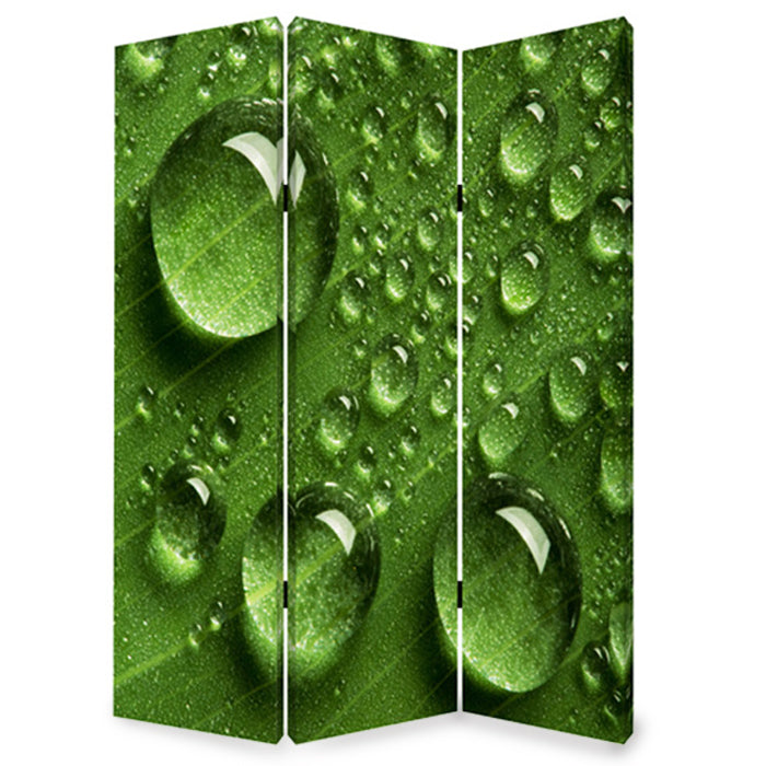 72" Green Canvas Folding Three Panel Screen Room Divider