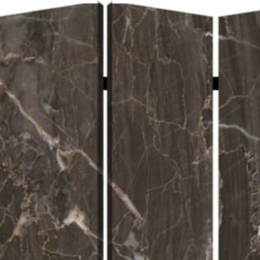 72" Gray Canvas Folding Three Panel Screen Room Divider