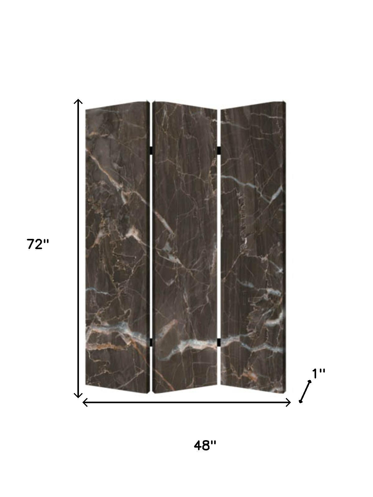 72" Gray Canvas Folding Three Panel Screen Room Divider