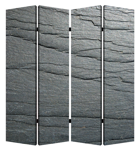 84" Gray Canvas Folding Four Panel Screen Room Divider