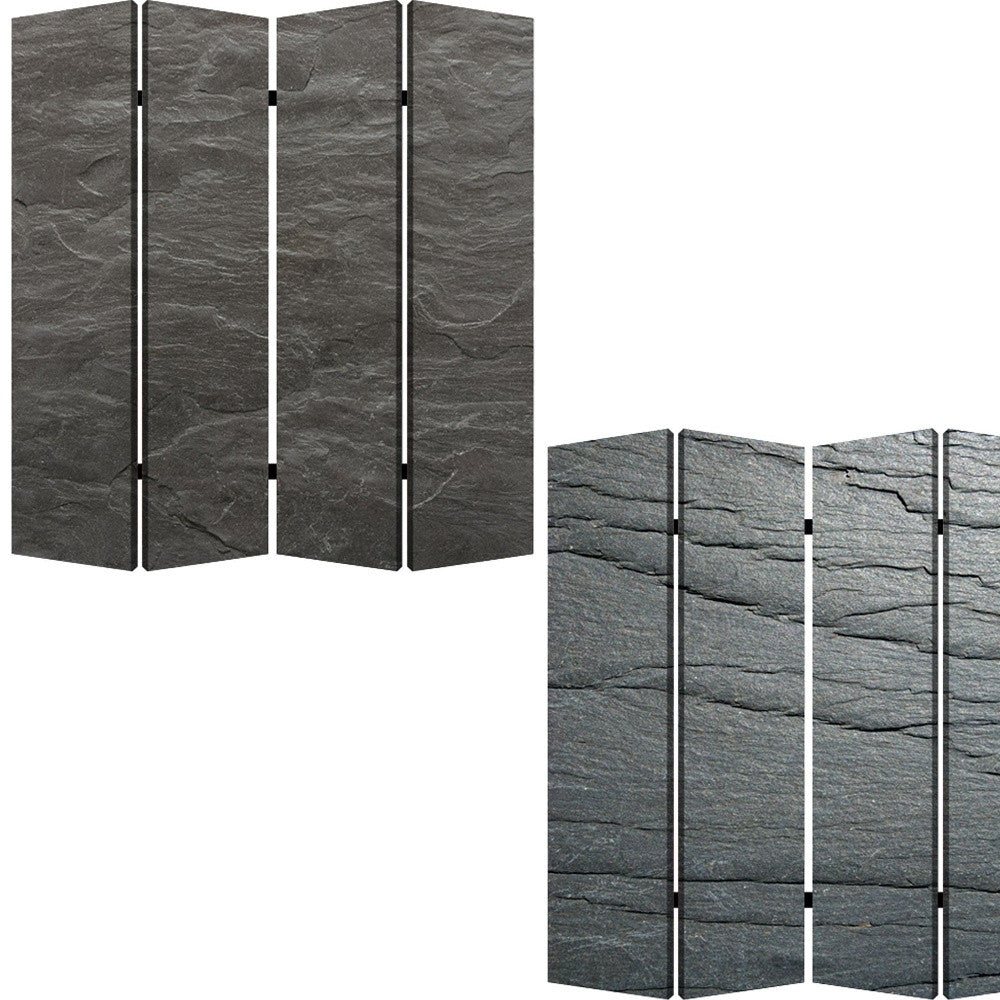84" Gray Canvas Folding Four Panel Screen Room Divider