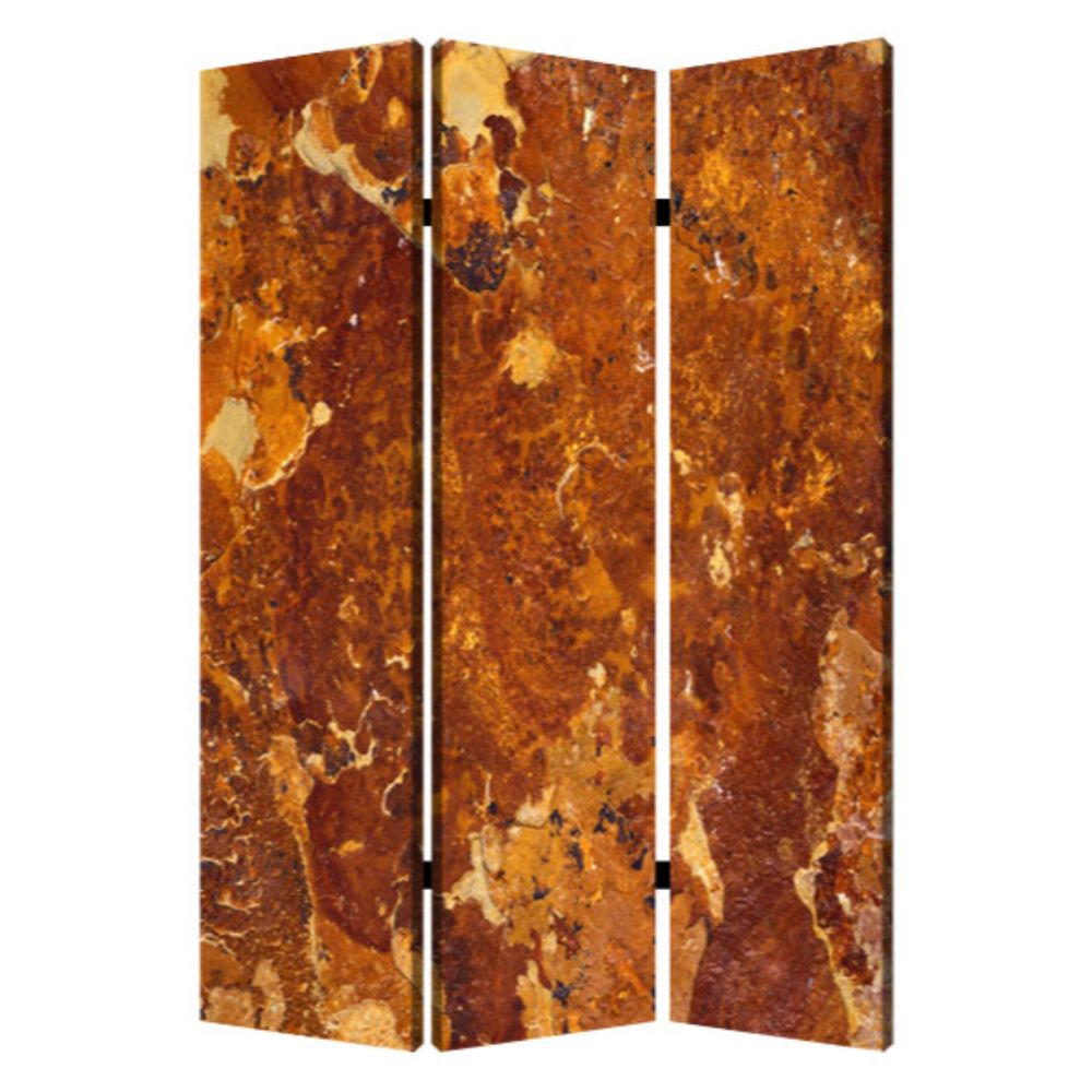 72" Brown Canvas Folding Three Panel Screen Room Divider