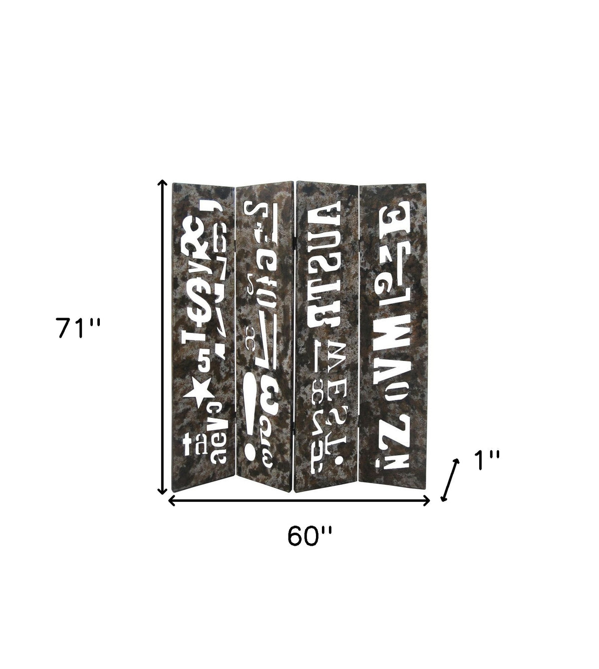 71" Brown Wood Folding Four Panel Screen Room Divider