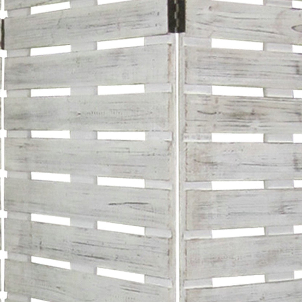 72" White Wood Folding Three Panel Screen Room Divider