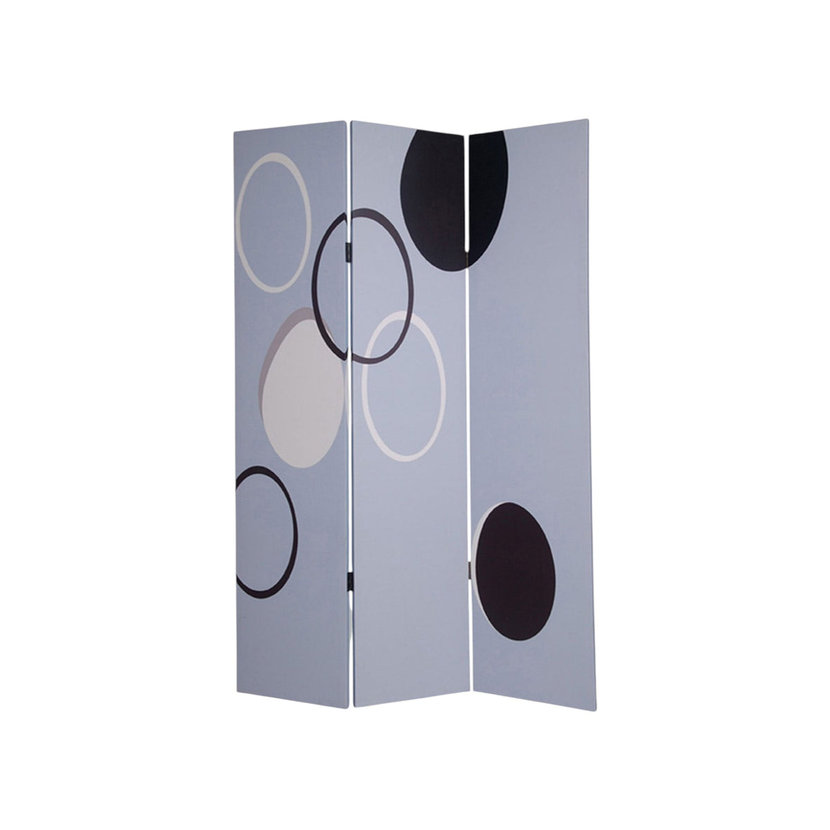 72" Black And White Canvas Folding Three Panel Screen Room Divider