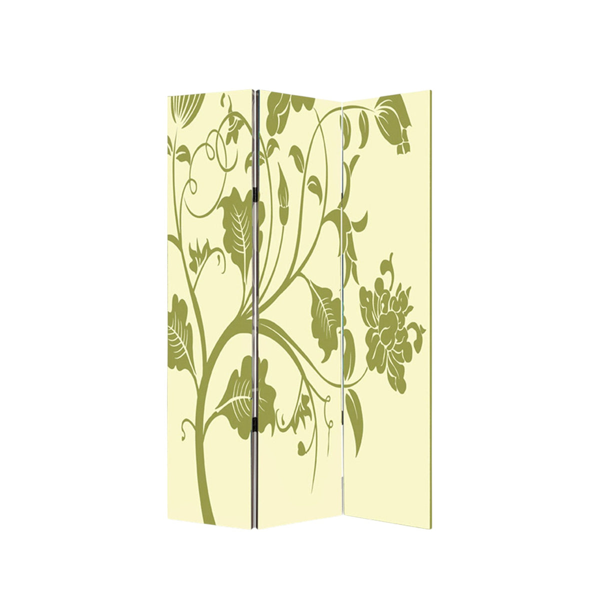 72" Green Canvas Folding Three Panel Screen Room Divider