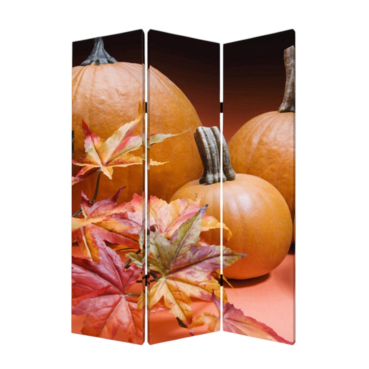 72" Brown Canvas Folding Three Panel Screen Room Divider