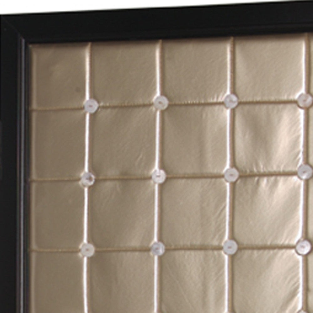 67" Gold Fabric Folding Two Panel Screen Room Divider
