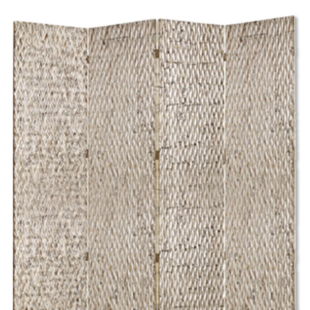 84" Silver Wood Folding Four Panel Screen Room Divider