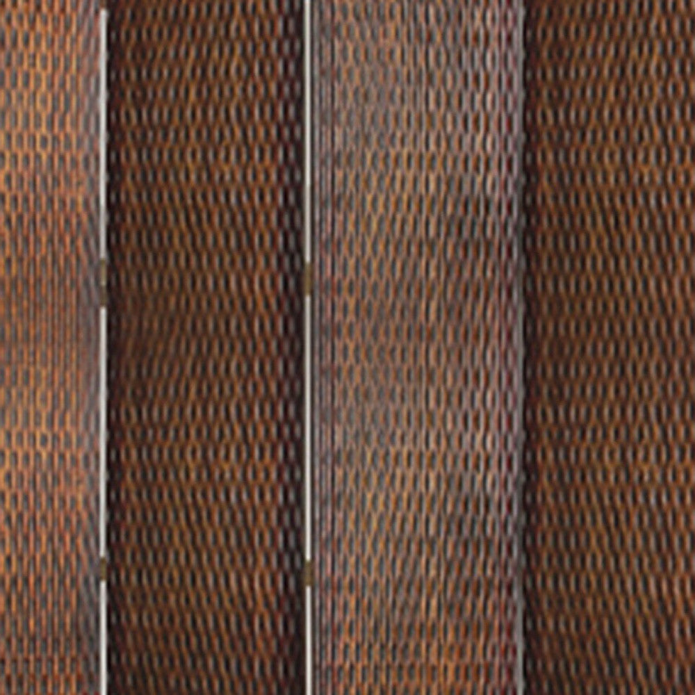 84" Brown Wood Folding Four Panel Screen Room Divider