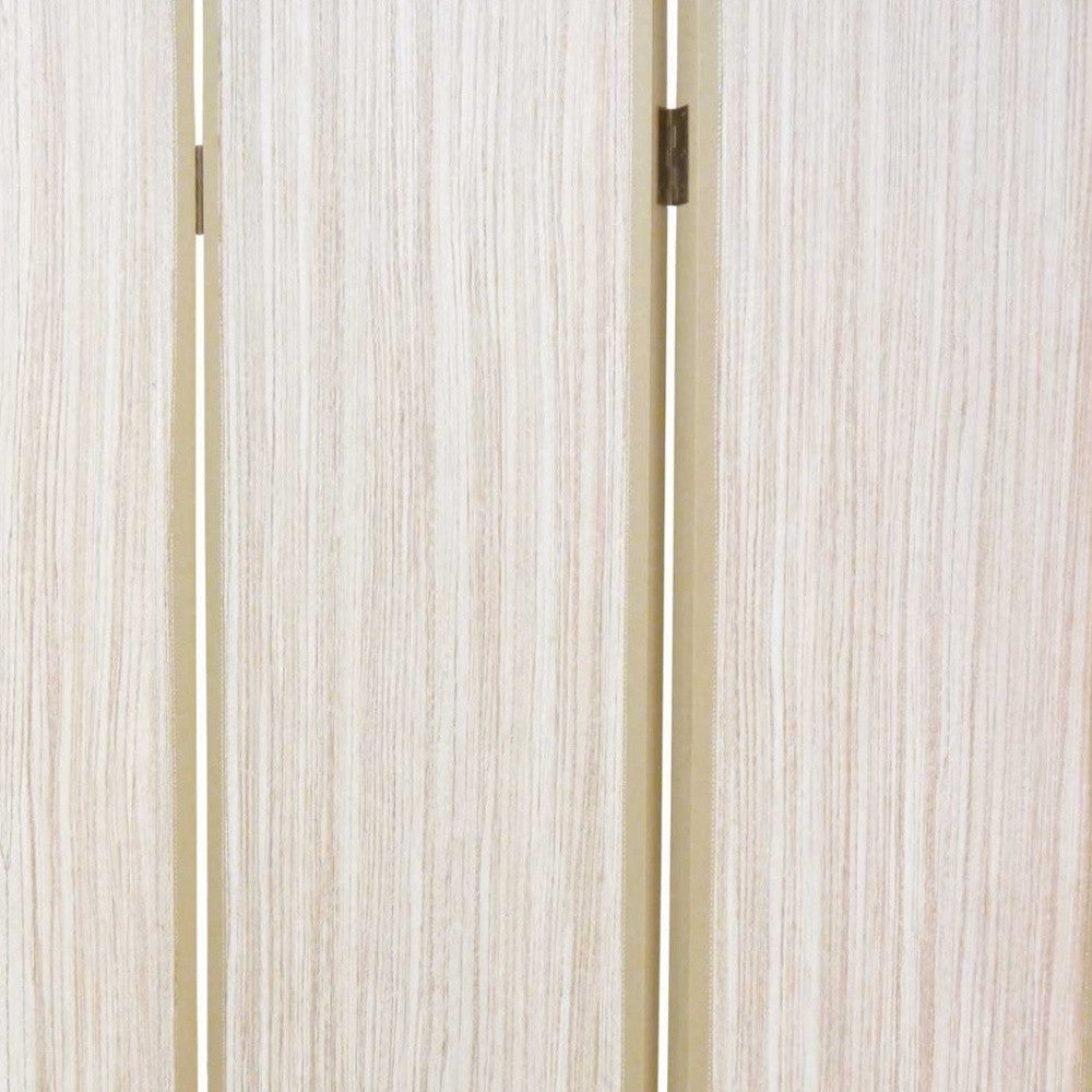 71" Beige Folding Three Panel Screen Room Divider