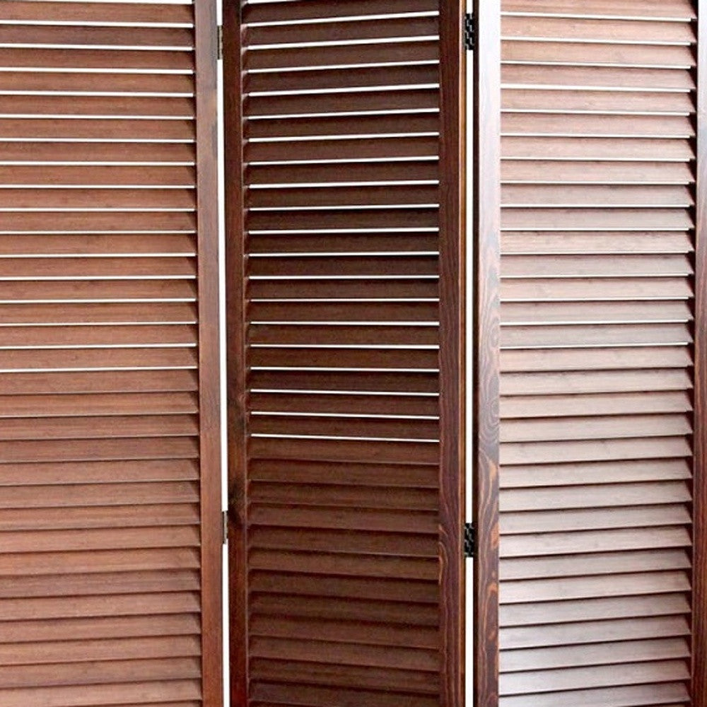 67" Brown Wood Folding Three Panel Screen Room Divider