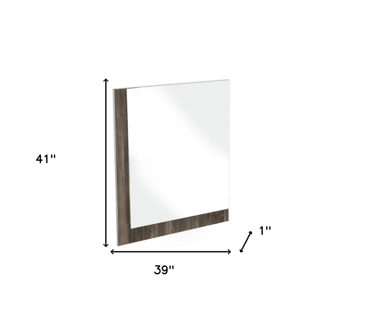 41" Gray Wood Framed Mounted Dresser Mirror