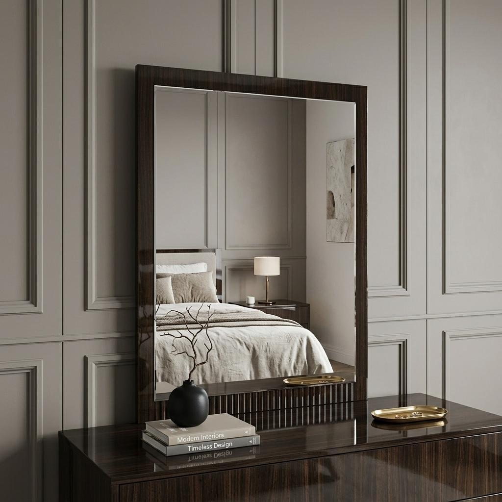 41" Ebony Wood Framed Mounted Dresser Mirror