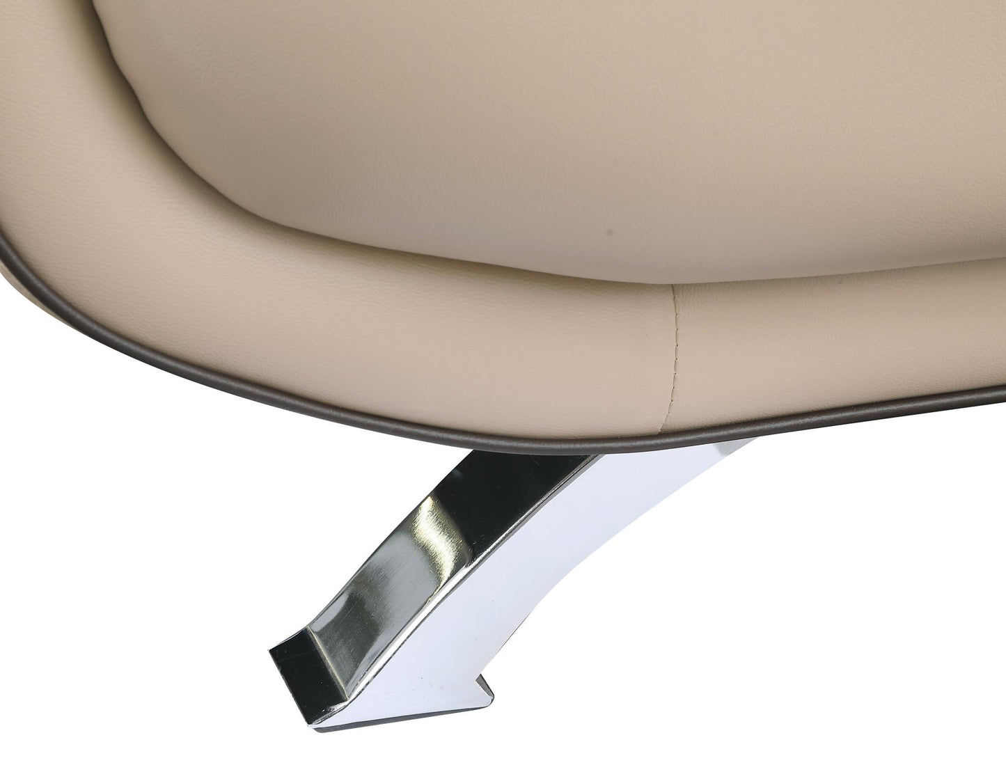 47" Beige And Silver Leather Match Club Chair