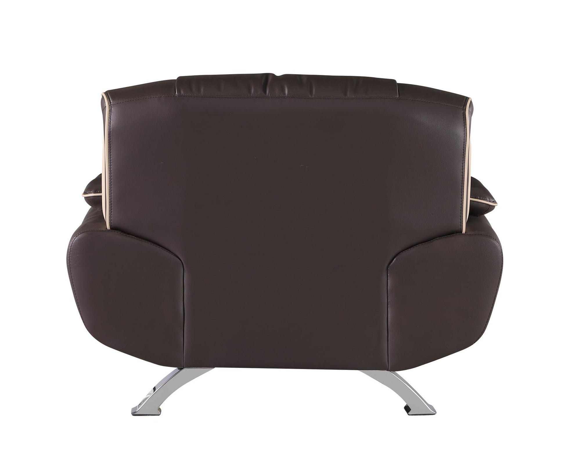 47" Brown And Silver Leather Match Club Chair