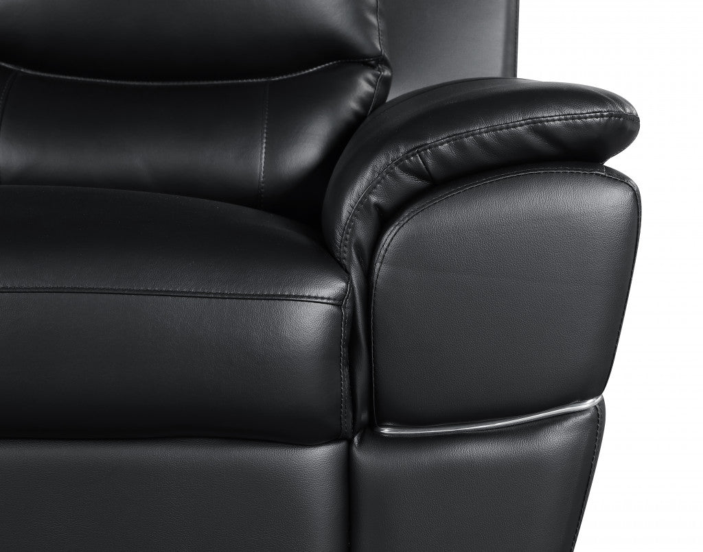 48" Black And Silver Leather Match Club Chair