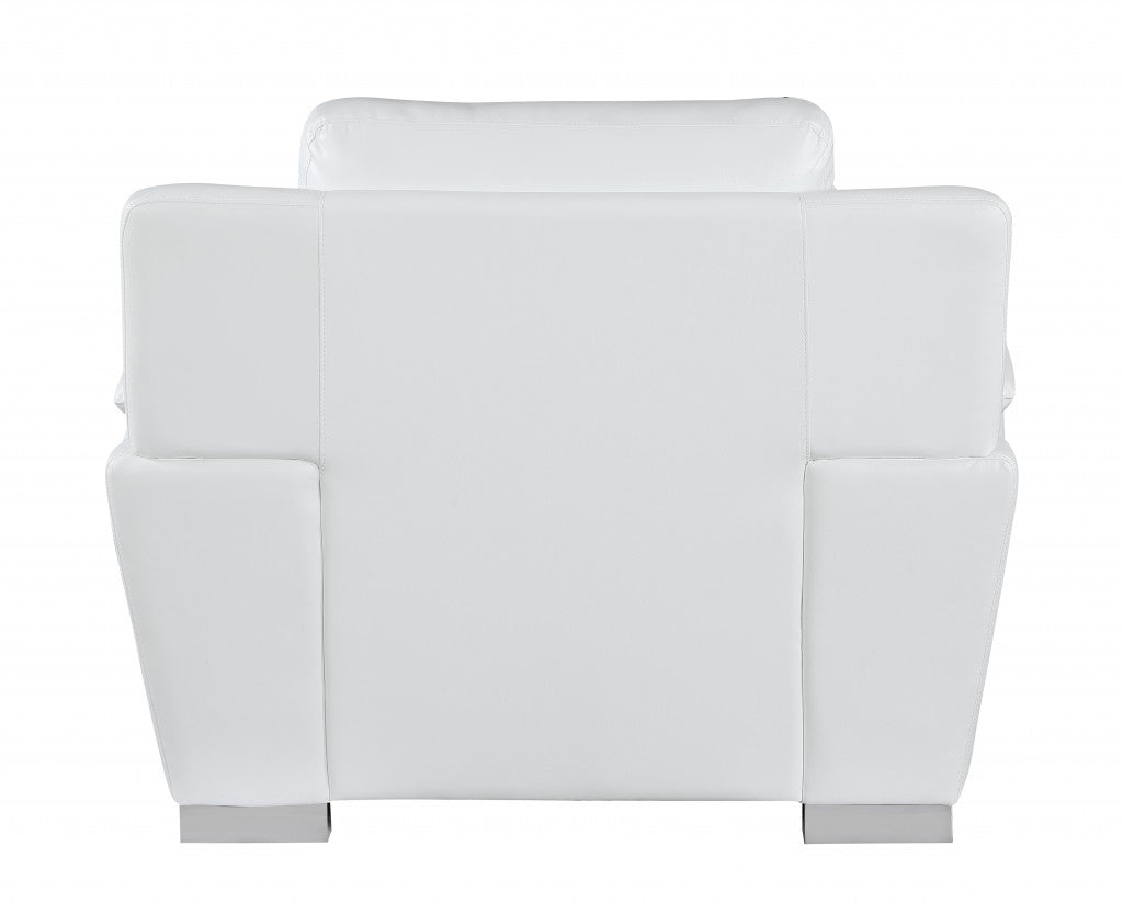 48" White And Silver Leather Match Club Chair