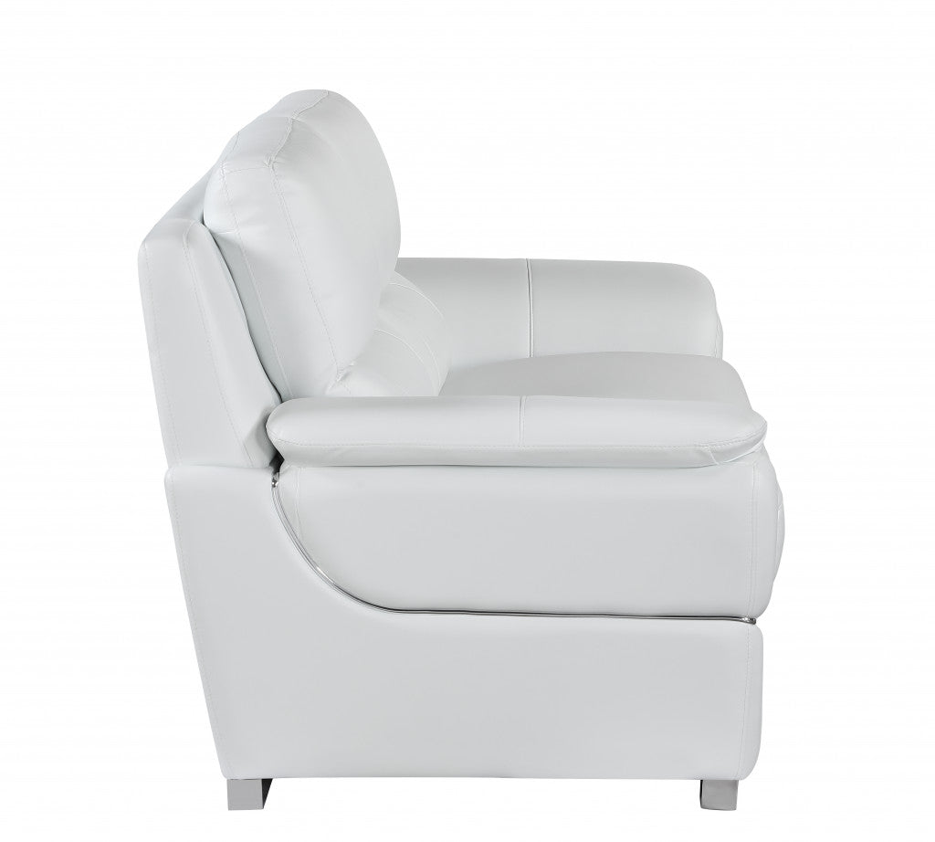 48" White And Silver Leather Match Club Chair