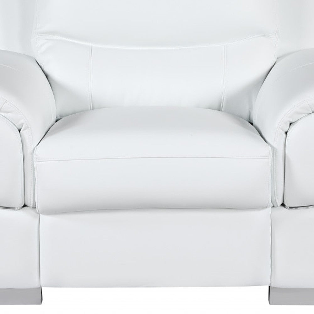 48" White And Silver Leather Match Club Chair